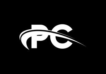 Initial Monogram Letter P C Logo Design Vector Template. P C Letter Logo Design