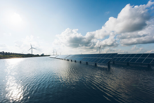 wind turbines and solar panels