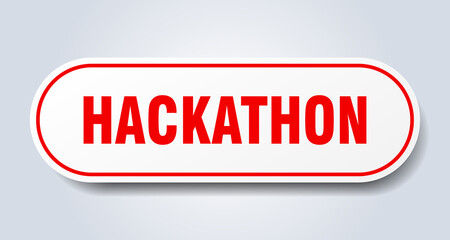 hackathon sign. rounded isolated button. white sticker