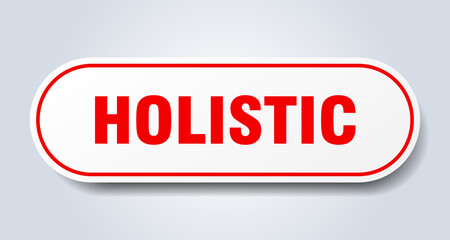 holistic sign. rounded isolated button. white sticker