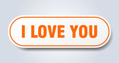 i love you sign. rounded isolated button. white sticker