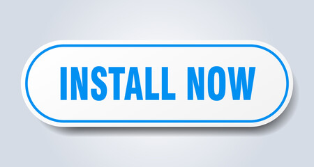 install now sign. rounded isolated button. white sticker