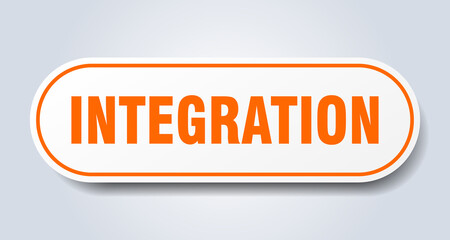 integration sign. rounded isolated button. white sticker