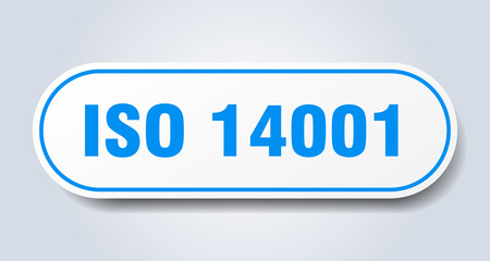 iso 14001 sign. rounded isolated button. white sticker