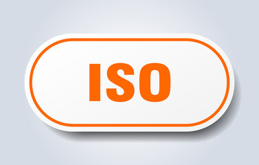 iso sign. rounded isolated button. white sticker