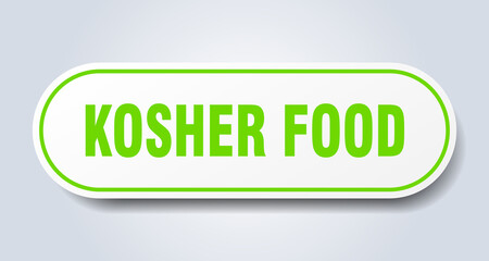 kosher food sign. rounded isolated button. white sticker