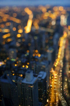 An Abstract View Of Chicago At Night