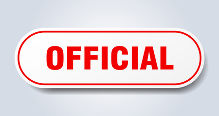official sign. rounded isolated button. white sticker