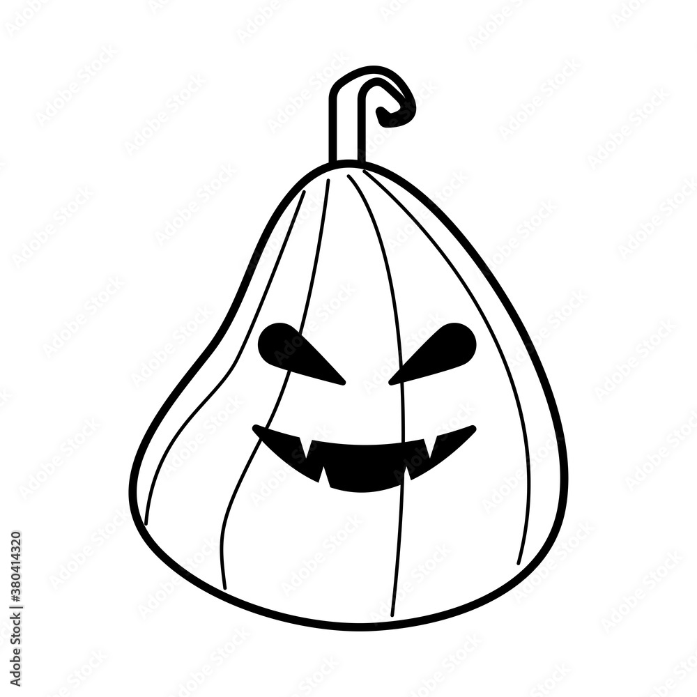 Sticker halloween pumpkin with long head line style icon