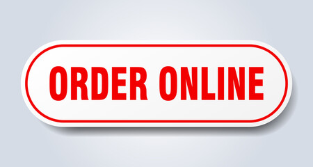order online sign. rounded isolated button. white sticker