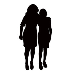 two women body silhouette vector