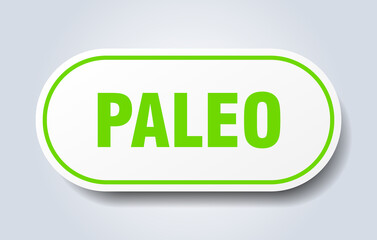 paleo sign. rounded isolated button. white sticker