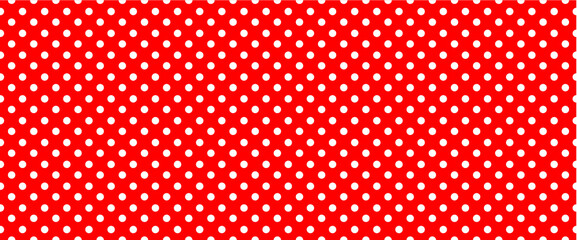Red, polka dot jersey pattern. Pois, polka dots memphis style. Flat vector seamless dotted pattern. Vintage, abstract geometric wallpaper or banner. Christmas ( xmas ). Point, round signs. - obrazy, fototapety, plakaty
