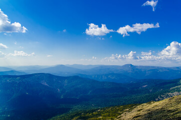 View from high mountain. clouds in the sky