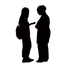 two women making chat, silhouette vector