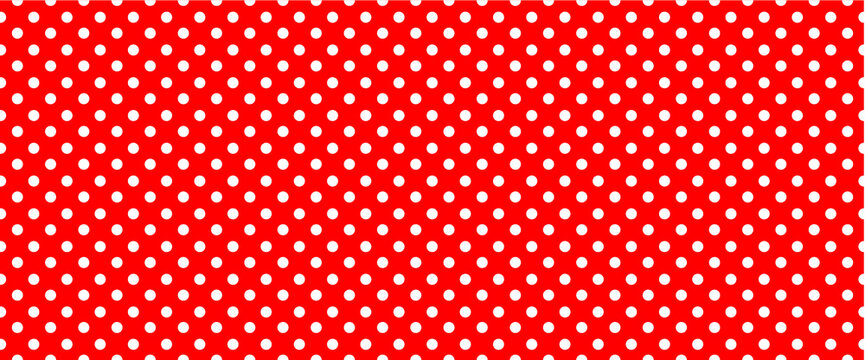 Red, polka dot jersey pattern. Pois, polka dots memphis style. Flat vector seamless dotted pattern. Vintage, abstract geometric wallpaper or banner. Christmas ( xmas ). Point, round signs.