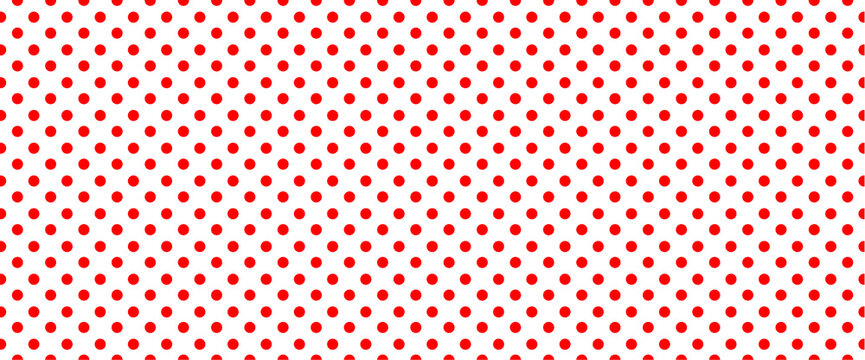 Red, polka dot jersey pattern. Pois, polka dots memphis style. Flat vector seamless dotted pattern. Vintage, abstract geometric wallpaper or banner. Christmas ( xmas ). Point, round signs.