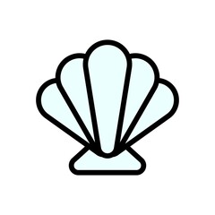 summer beach or holiday related summer beach shell in water vector with editable stroke,