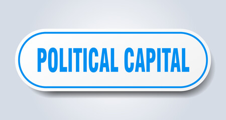 political capital sign. rounded isolated button. white sticker