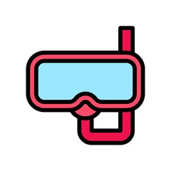 summer beach or holiday related summer beach swimming snorkel or glasses with pipe vector with editable stroke,