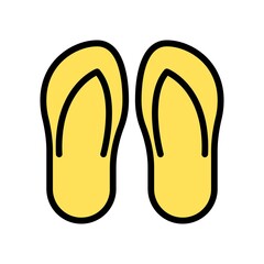 summer beach or holiday related summer beach slippers or footwear vector with editable stroke,