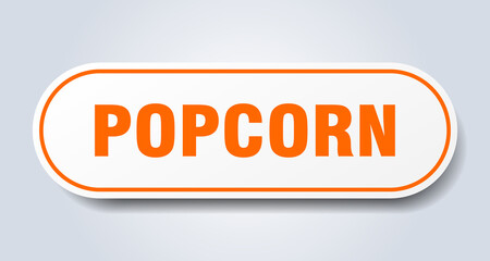 popcorn sign. rounded isolated button. white sticker