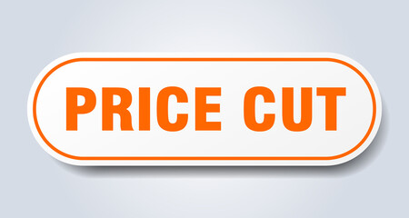 price cut sign. rounded isolated button. white sticker