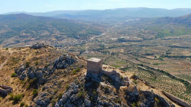 Greece, Acrocorinth, Upper Corinth, the acropolis of ancient Corinth, is a monolithic rock overseeing the ancient city of Corinth