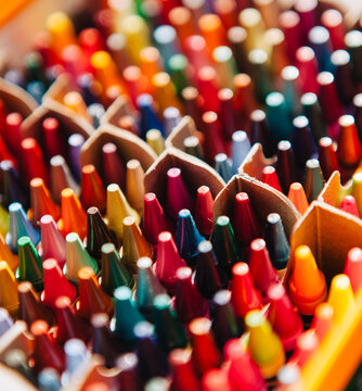 Colorful Crayons in a Box