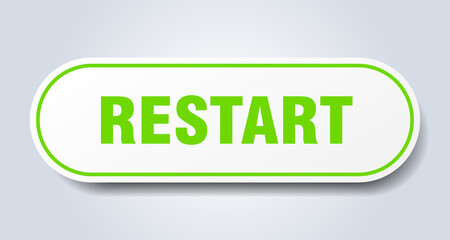 restart sign. rounded isolated button. white sticker