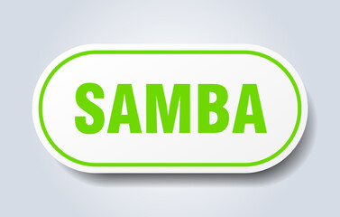 samba sign. rounded isolated button. white sticker