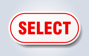 select sign. rounded isolated button. white sticker