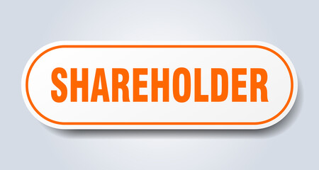 shareholder sign. rounded isolated button. white sticker
