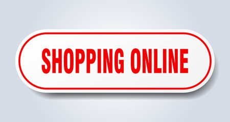 shopping online sign. rounded isolated button. white sticker