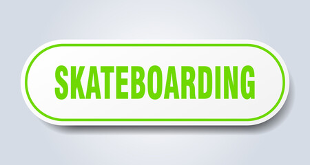 skateboarding sign. rounded isolated button. white sticker