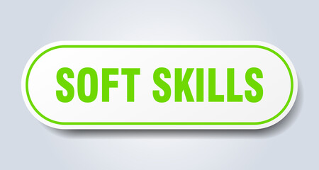 soft skills sign. rounded isolated button. white sticker