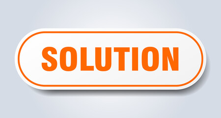 solution sign. rounded isolated button. white sticker