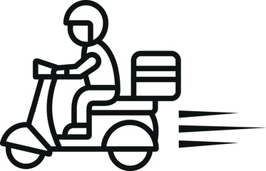 Fast delivery icon. Shipping fast delivery man riding motorcycle icon