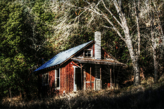 old abandoned house in the woods