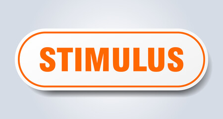stimulus sign. rounded isolated button. white sticker