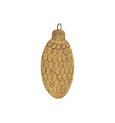 Christmas tree decorations hand drawn watercolor illustration on the white background festive mood pattern for greeting card, banner, winter holiday celebration design