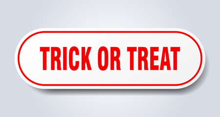 trick or treat sign. rounded isolated button. white sticker
