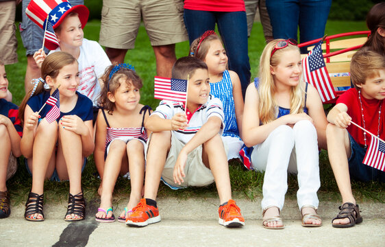 Parade: Line of Kids on Street Waiting for Parade