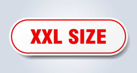 xxl size sign. rounded isolated button. white sticker