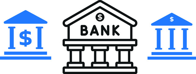 bank icon. building icon vector. banking icon - obrazy, fototapety, plakaty