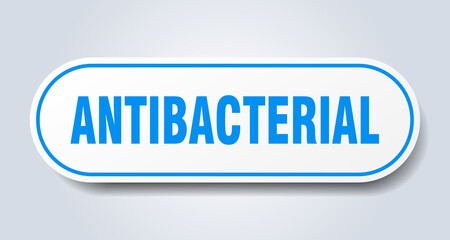 antibacterial sign. rounded isolated button. white sticker