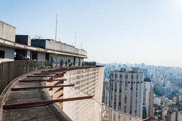 Urban view of Sao Paulo from Copan building with it's stairs in highlight