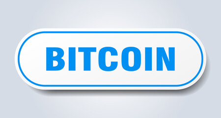 bitcoin sign. rounded isolated button. white sticker