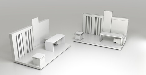 Empty exhibition booth, copy space illustration, original design 3d rendering