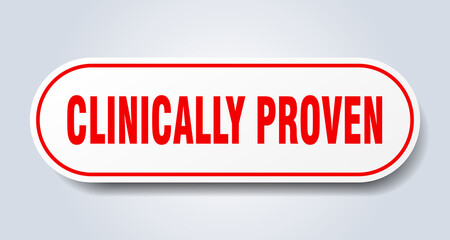 clinically proven sign. rounded isolated button. white sticker